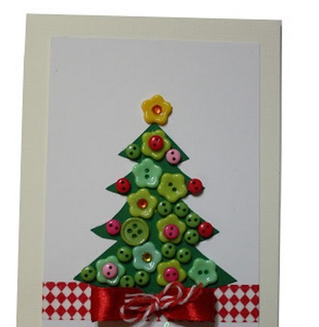 Новогодняя открытка из пуговиц своими руками