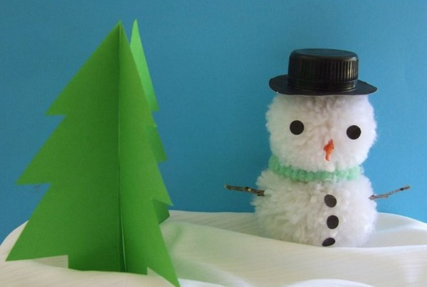 Снеговик из бумаги, как сделать