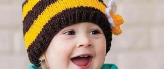 Вязание спицами для детей: шапочка «Пчелка»