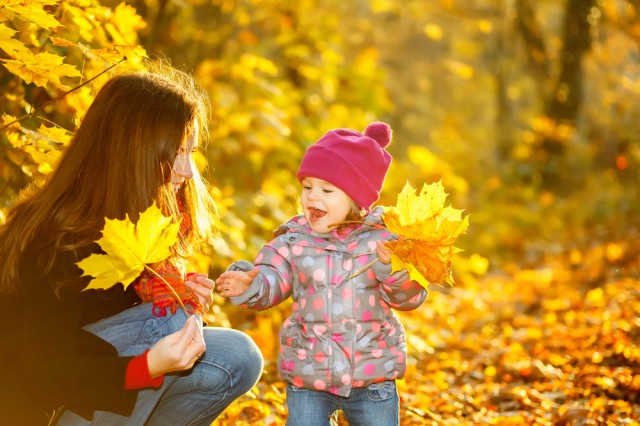 Mother and daughter in the park